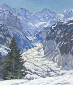 Marzsonne Im Lauterbrunnental by Waldemar Theophil Fink