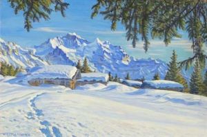 Sonniger Wintertag, Steinmatte, Geissenstalle Bei Wengen by Waldemar Theophil Fink