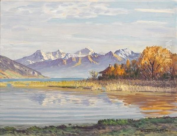 Uferpartie Am Thunersee Mit Alpenkette - view 1