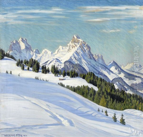 Sonnige Winterlandschaft Mit Bietschhorn - view 1