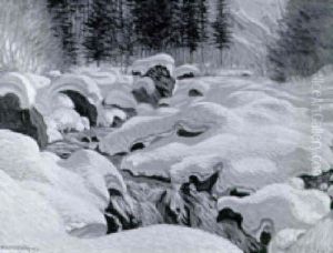 Bergbach Im Winter by Waldemar Theophil Fink