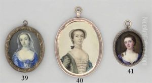A Young Lady Called Moll, In White Lace-bordered Decollete Blue Dress