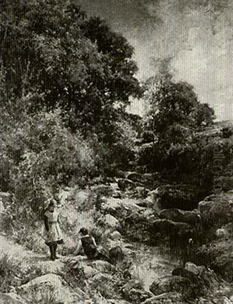Children At A Minnow Pool - view 1