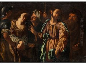 Christus Und Die Ehebrecherin by Paolo Domenico Finoglia