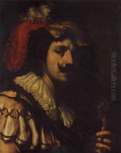 A Portrait Of A Cavalier Holding A Set Of Spurs