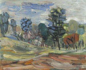 Baumbestandene Landschaft (paisagem) by Ernesto De Fiori