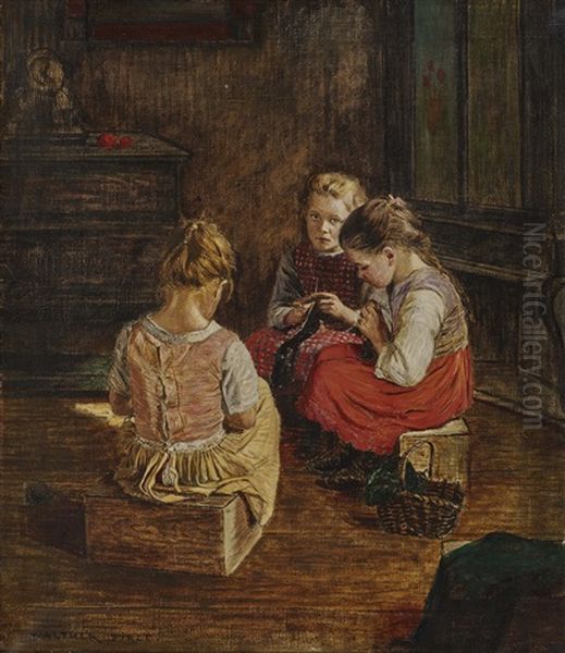 Three Knitting Girls - view 1