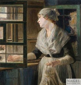 Junge Frau Am Fenster by Walter Firle