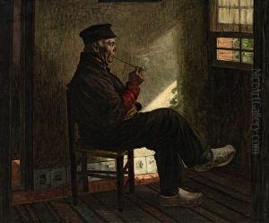 Pfeifenraucher, Auf Einem Stuhl Am Fenster Sitzend by Walter Firle