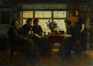 Das Hauskonzert. Eine Junge Sangerin Mit Einer Begleiterin Am Klavier Singt Vor by Walter Firle
