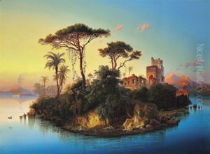Insel Mit Ruinenarchitektur