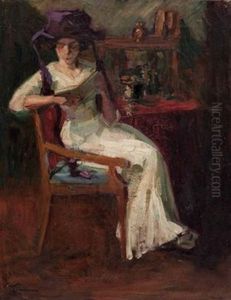 Lesende Dame (interieur) by Lactanz Von Firmian