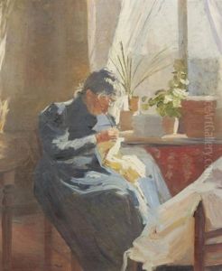 Femme A La Couture by Claude Firmin