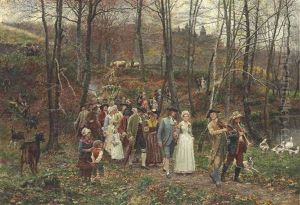 A Wedding Procession by Marie Francois Firmin-Girard