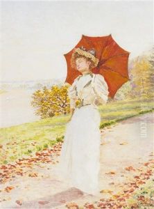 Woman With Parasol by Marie Francois Firmin-Girard