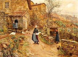 Young Peasant Girl On Her Way To The Market by Marie Francois Firmin-Girard