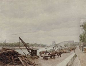 Activities On The Quay Of Ille St. Louis, Paris by Marie Francois Firmin-Girard