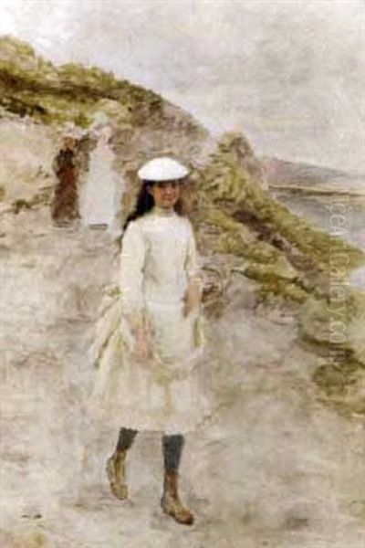 A Young Girl On A Coastal Path - view 1