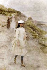 A Young Girl On A Coastal Path by Marie Francois Firmin-Girard