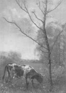 Weidende Kuh Bei Einem Baum by Marie Francois Firmin-Girard