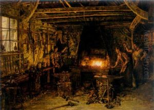 The Glass-blowers In Incheville by Marie Francois Firmin-Girard