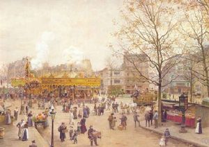 La Place Pigalle, Boulevard Clichy, Paris by Marie Francois Firmin-Girard