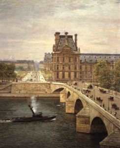 Le Pont Royal Et Le Louvre, Vus De La Seine by Marie Francois Firmin-Girard