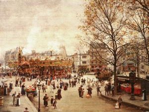 La Place Pigalle, Boulevard Clichy, Paris by Marie Francois Firmin-Girard
