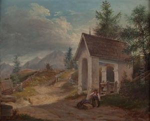 Rast Vor Der Kapelle by Johann Fischbach
