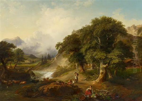 Ideale Landschaft Mit Figurenstaffage - view 1