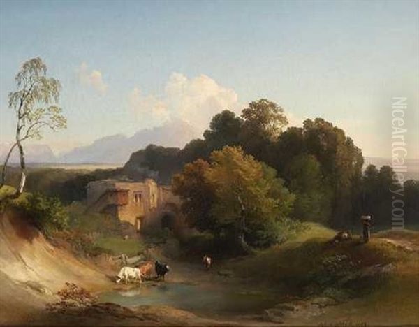 Vorgebirgslandschaft Mit Schlossruine - view 1