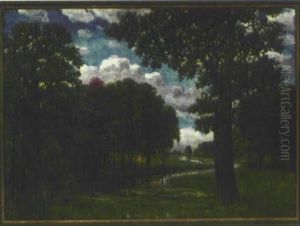 Bewaldete Landschaft Mit Bachlauf by Ludwig Fischbeck