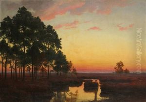 Abend In Der Heide by Ludwig Fischbeck