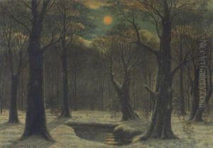 Vollmond Uber Dem Winterlichen Hasbruch by Ludwig Fischbeck