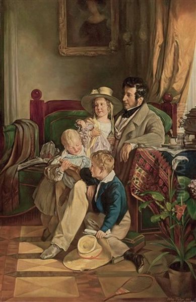 Portrait Des Rudolf Von Arthaber Und Seiner Kinder (after Amerling) - view 1