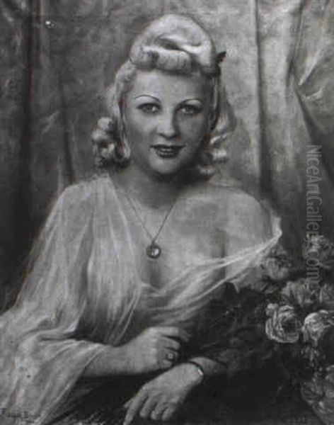 Bildnis Einer Dame (schauspielerin) Mit Rosen - view 1