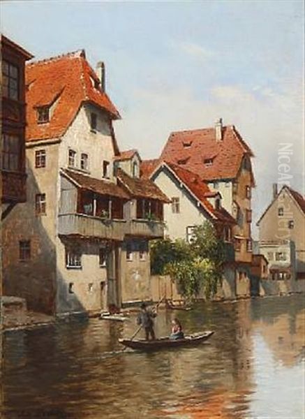 Kanalparti Ved Regnitzfloden, Nurnberg - view 1