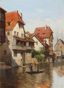 Kanalparti Ved Regnitzfloden, Nurnberg Kanalparti Ved Regnitzfloden, Nurnberg