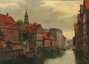 The Old Orphanage. Canal By Admiral Strasse In Hamburg