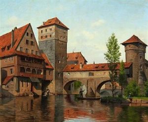 Scene From Nurnberg With People By The River Scene From Nurnberg With People By The River