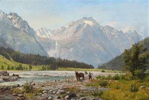 View From Val Bregaglia In Italy by August Fischer