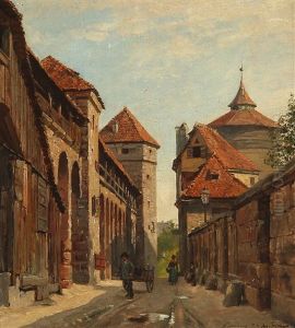 Street Scene From Nuremberg, Germany by August Fischer