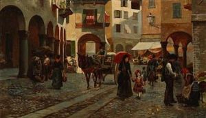 Gade I Lugano (street Scene From Lugano In Italy)