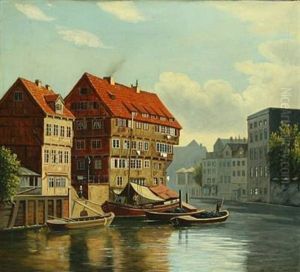 Scene From A German Town by August Fischer