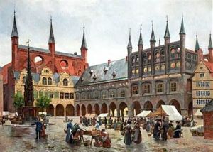 View From The Market Place In Lubeck by August Fischer