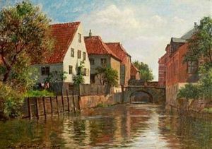 A Canal Scenery From The Town Of Ribe by August Fischer