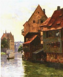 Alte Nurnberger Hauserzeile An Der Pegnitz by August Fischer