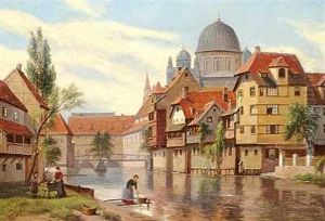 Vaskekoner Ved Floden I Nurnberg