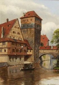 Blick Auf Den Henkersteg In Nurnberg by August Fischer