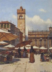 Folkeliv Pa En Markedsplads I Verona by August Fischer